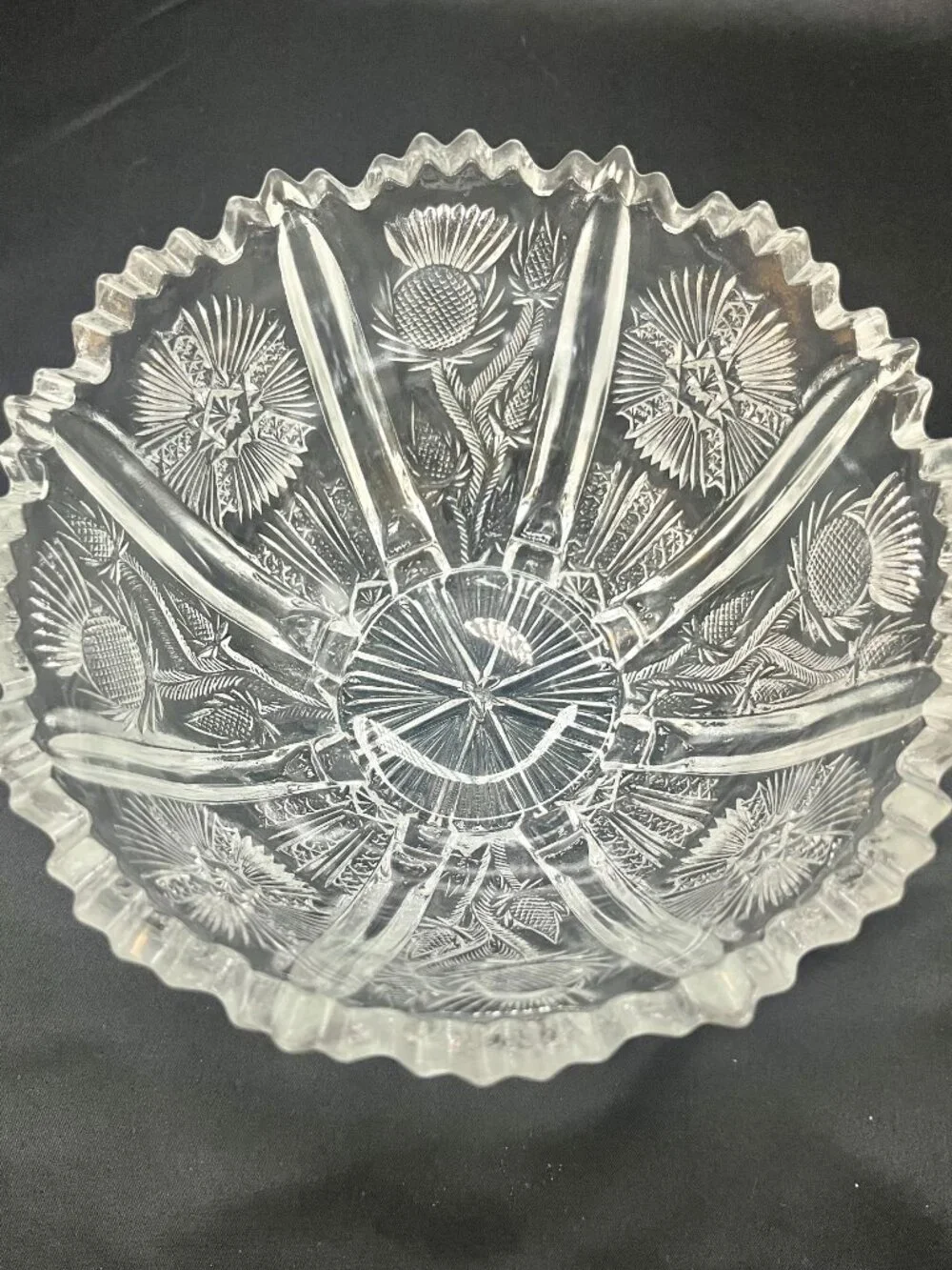 Antique Early American Pressed Glass “Paneled Thistle” (Delta) Pattern Bowl